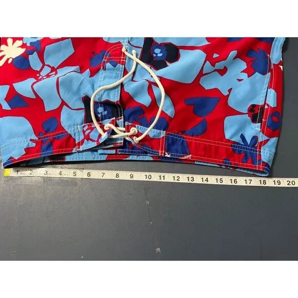 American Eagle Outfitters Mens Red & Blue Floral Swim Trunks Size 36 Polyester D - Picture 2 of 12